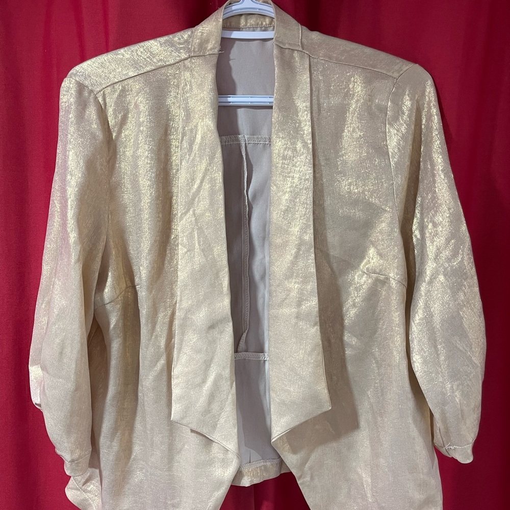 Gold Shimmer Open Front Jacket